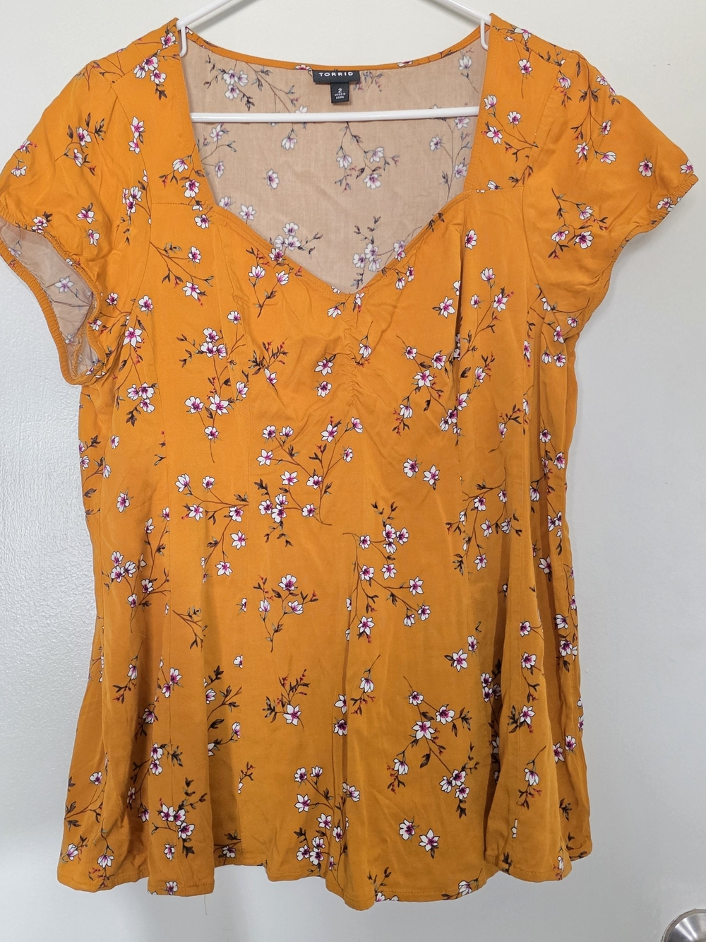torrid Orange Floral V-Neck Swing Tunic